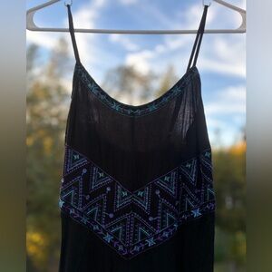 Black Dress with Geometric Embroidery